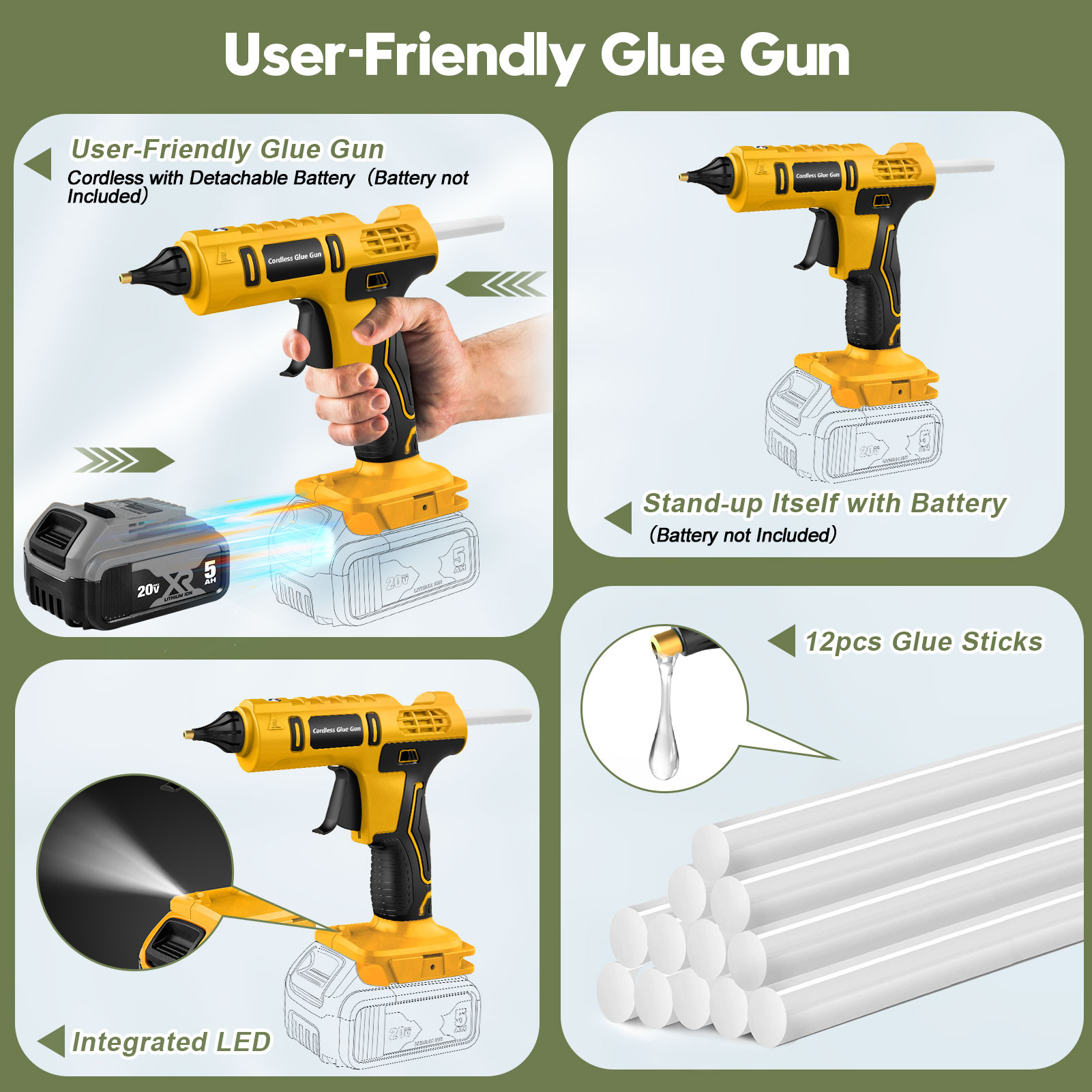 Pistola de Cola Quente Sem Fio - Hot Melt Glue Gun Cordless avaliação e preço